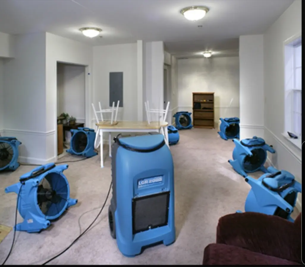 Air movers and dehumidifier setup for Water Extraction & Removal in Mandeville